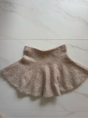 H&M Flared Knit Skirt in Light Beige